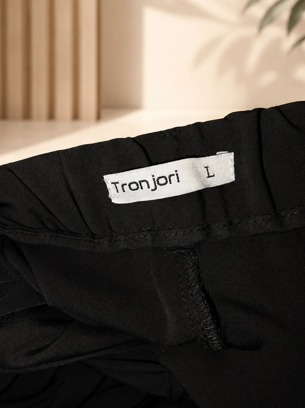Tronjori Black High Waist Wide Leg Maxi Palazzo Pants Size L, NWOT